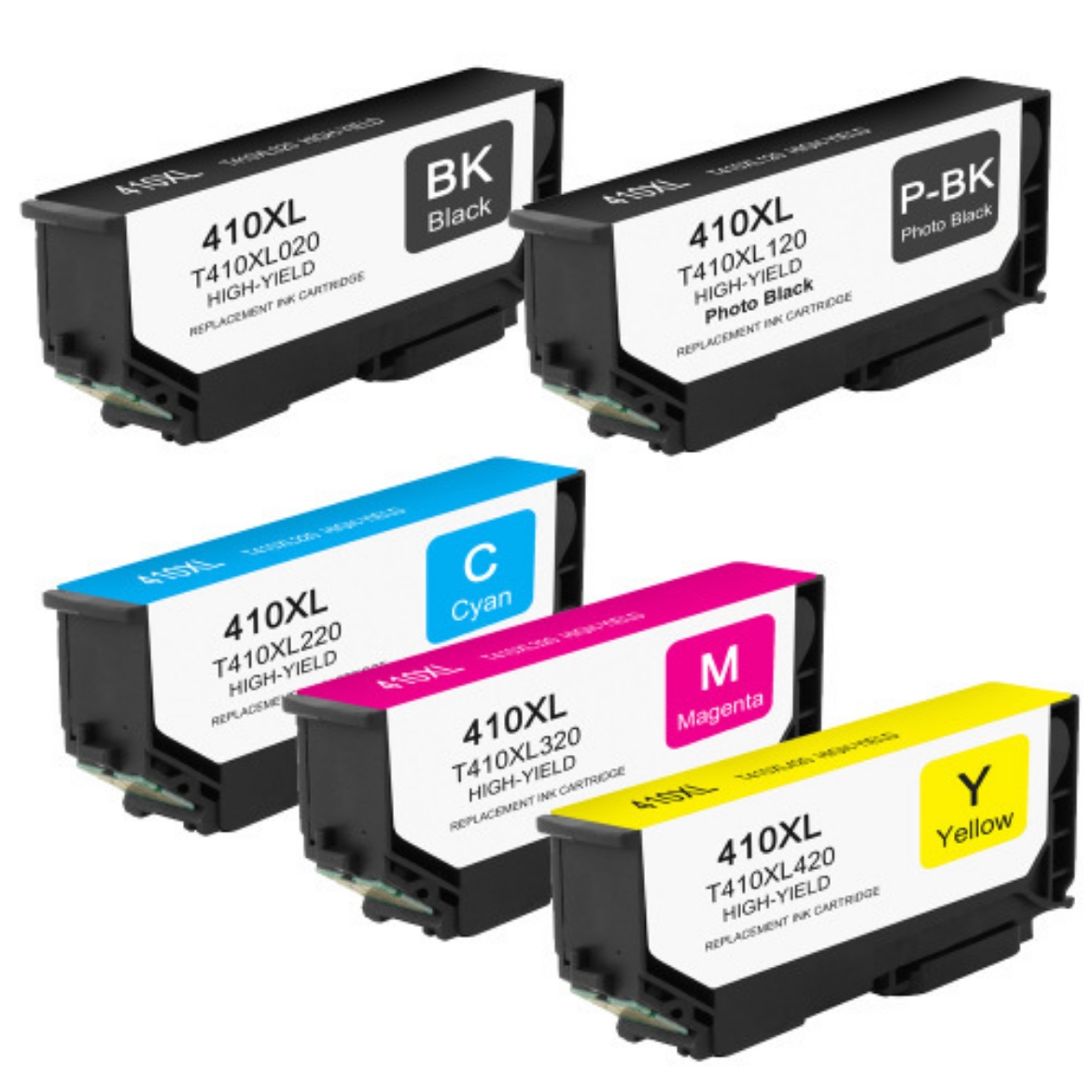 Picture of Value Bundle T410XL-BCS, T410XL020, T410XL120, T410XL220, T410XL320, T410XL420 (Epson T410XL) High Yield Black, Photo Black, Cyan, Magenta, Yellow Ink Cartridges (5 pack)