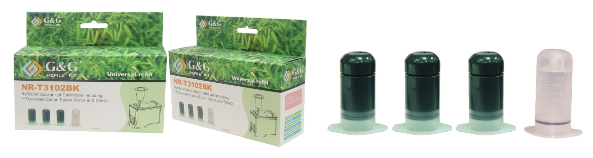 Picture of Refill NR-T3102Bk Black Universal Refill Kits (3x30ml Black ink, 1x30ml Cleaning Solution)