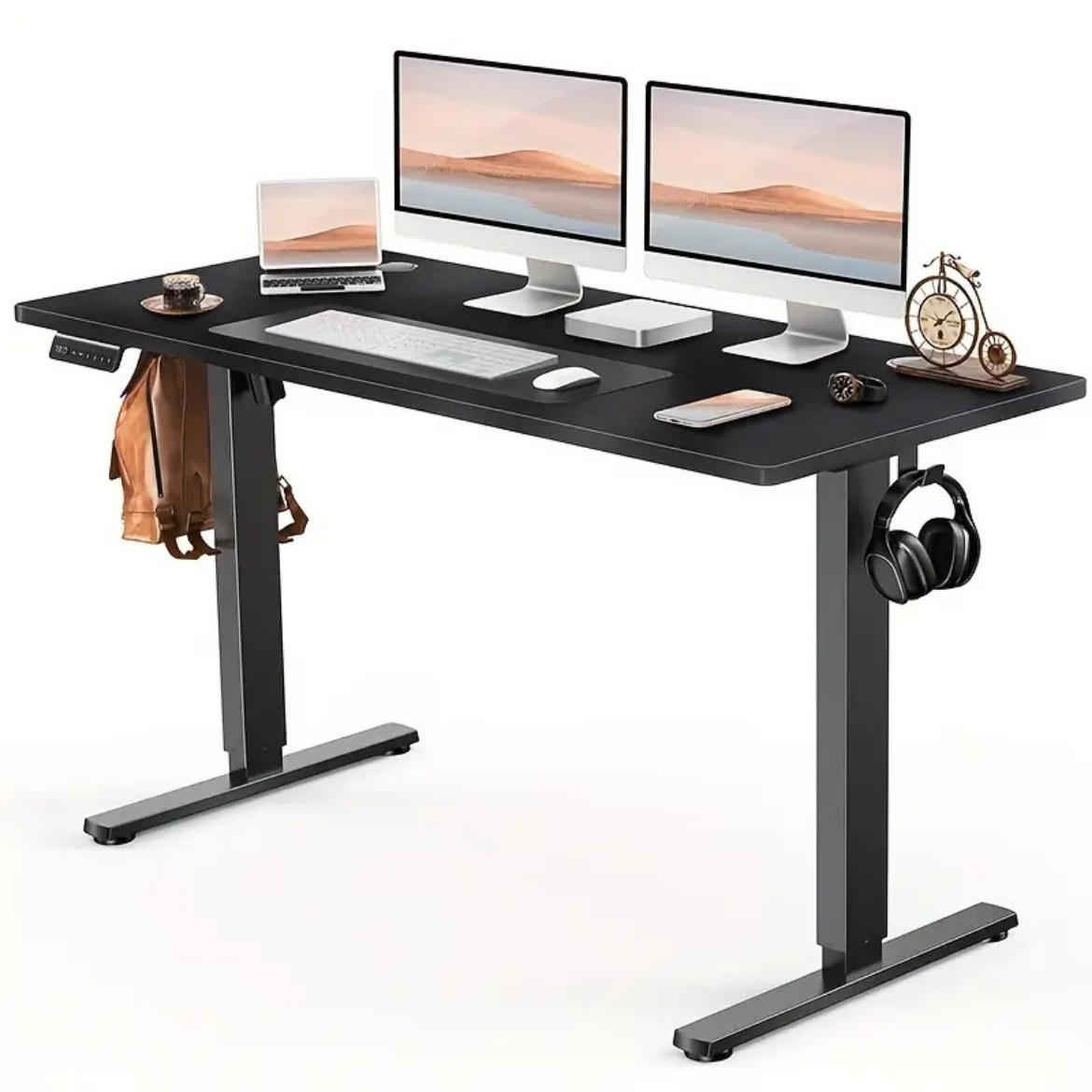Picture of Black with black frame electric adjustable standing desk